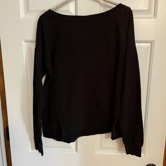 Nike Ladies Black Neon Just Do It Wide Neck Long Sleeve Sweatshirt Size M - Picture 4 of 4